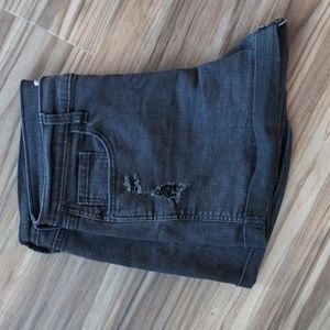 Black Denim High Waisted Shorts